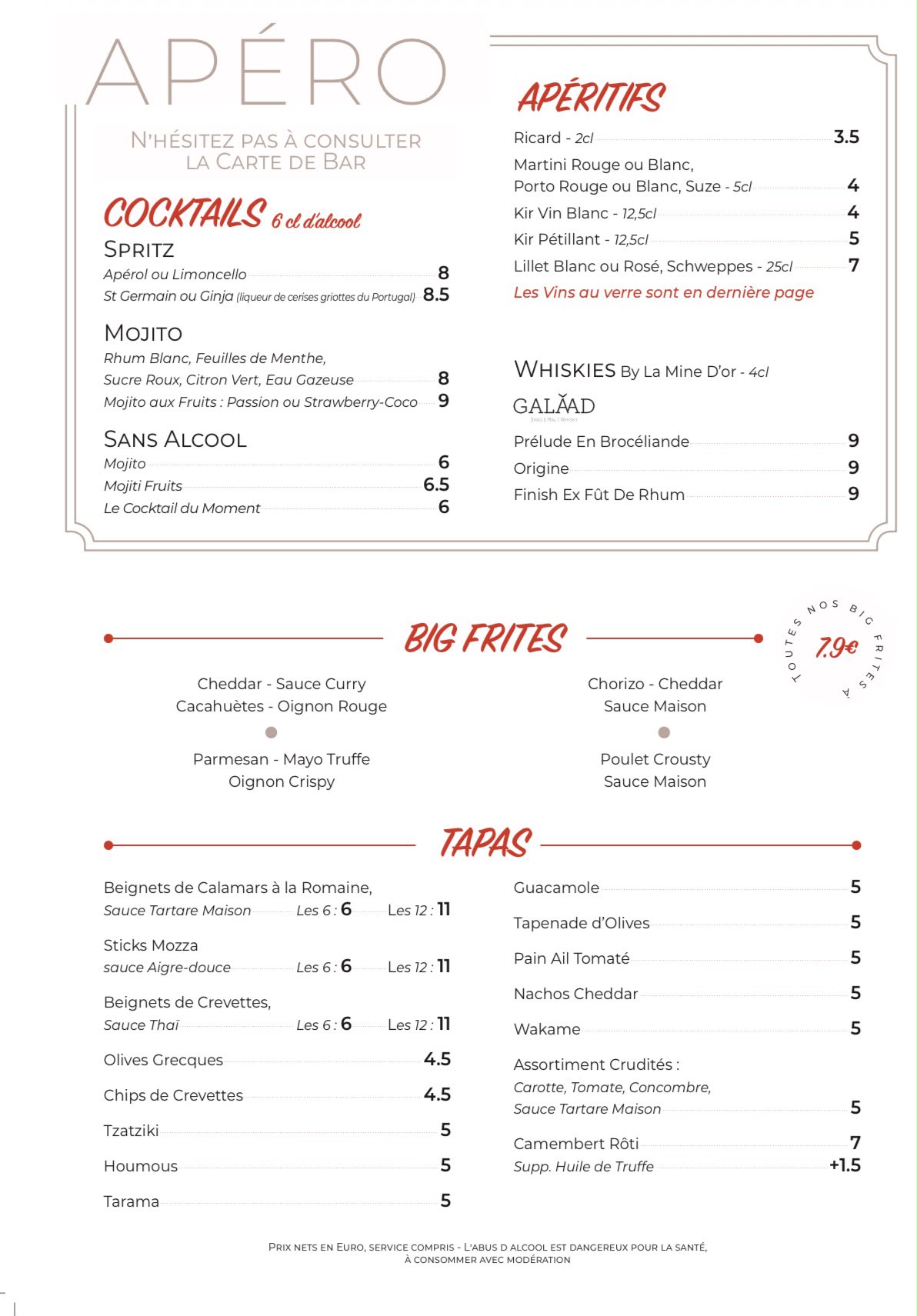 Carte Amann! — page Apéro, cocktails et tapas