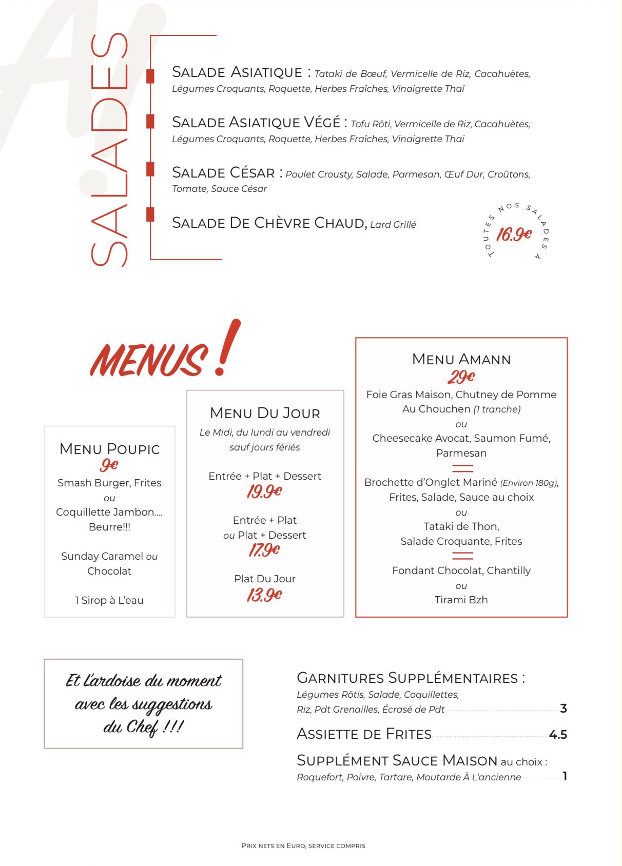 Carte Amann! — page Salades et formules