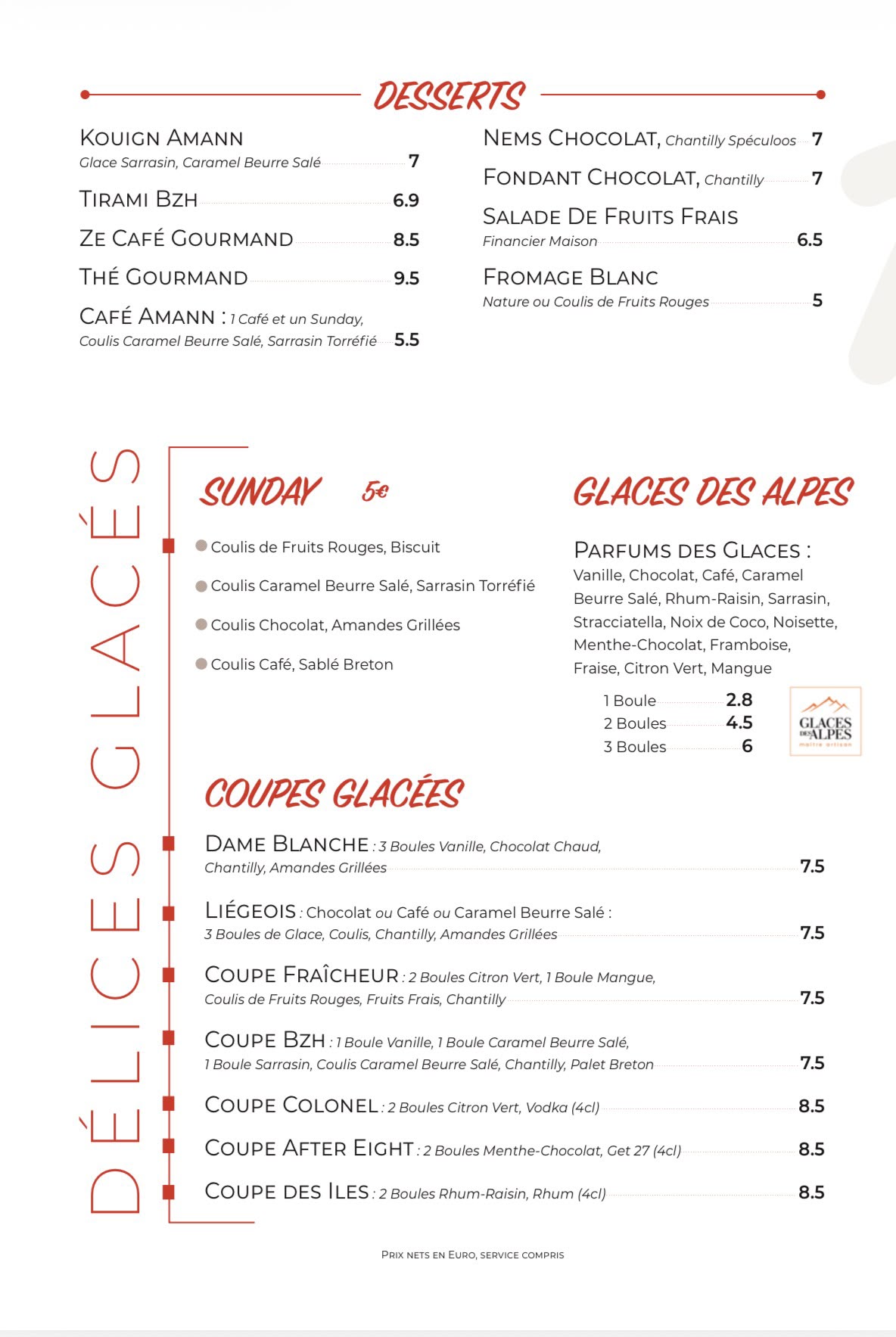 Carte Amann! — page Desserts et glaces