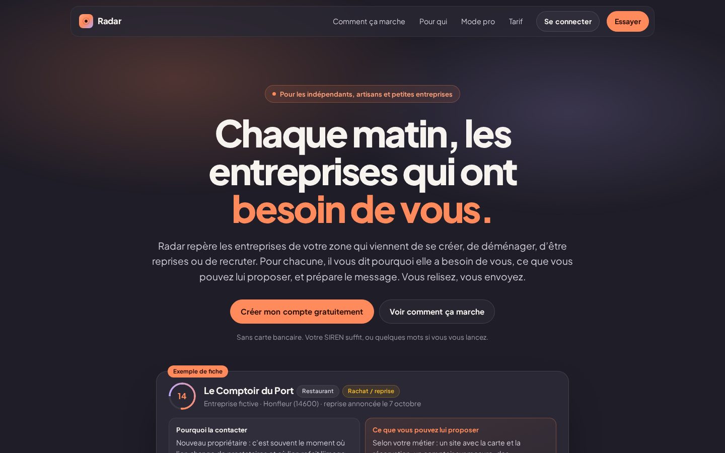 Filon · trouvez chaque matin les entreprises qui ont besoin de vous